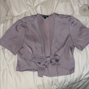 Wild Fable Satin Tie-Front Top in Soft Purple